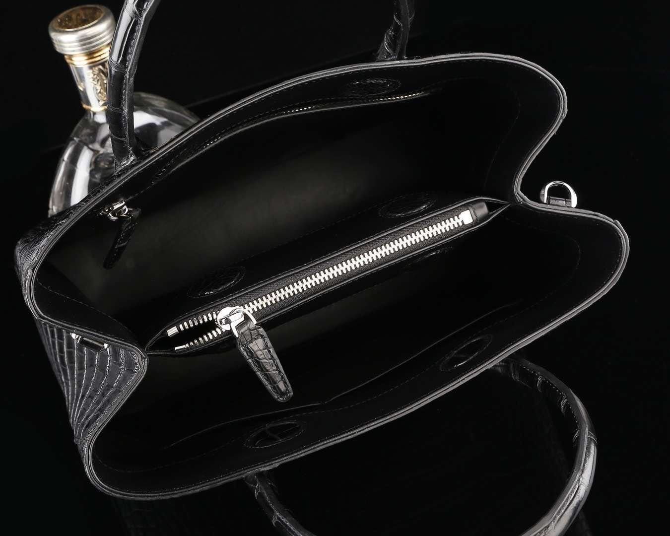 Genuine Crocodile Leather Top Handle Tote Handbag 33cm