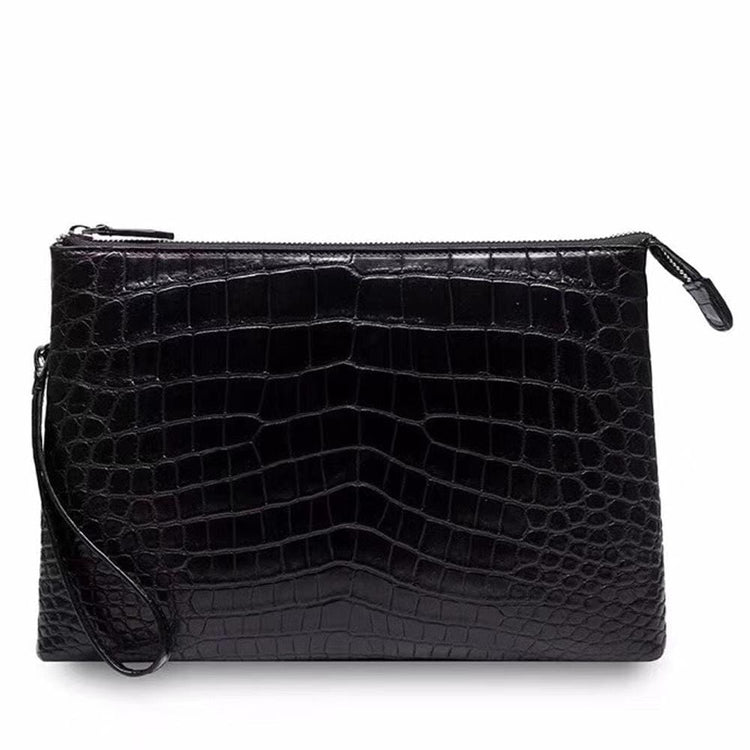 Genuine Crocodile Belly Leather Zipper Clutch Bag For Men