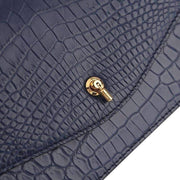 Genuine Crocodile Leather Cross Body Messenger Flap Shoulder Bag Blue