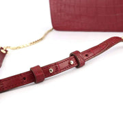 Genuine Crocodile Leather Cross Body Messenger Flap Shoulder Bag Red