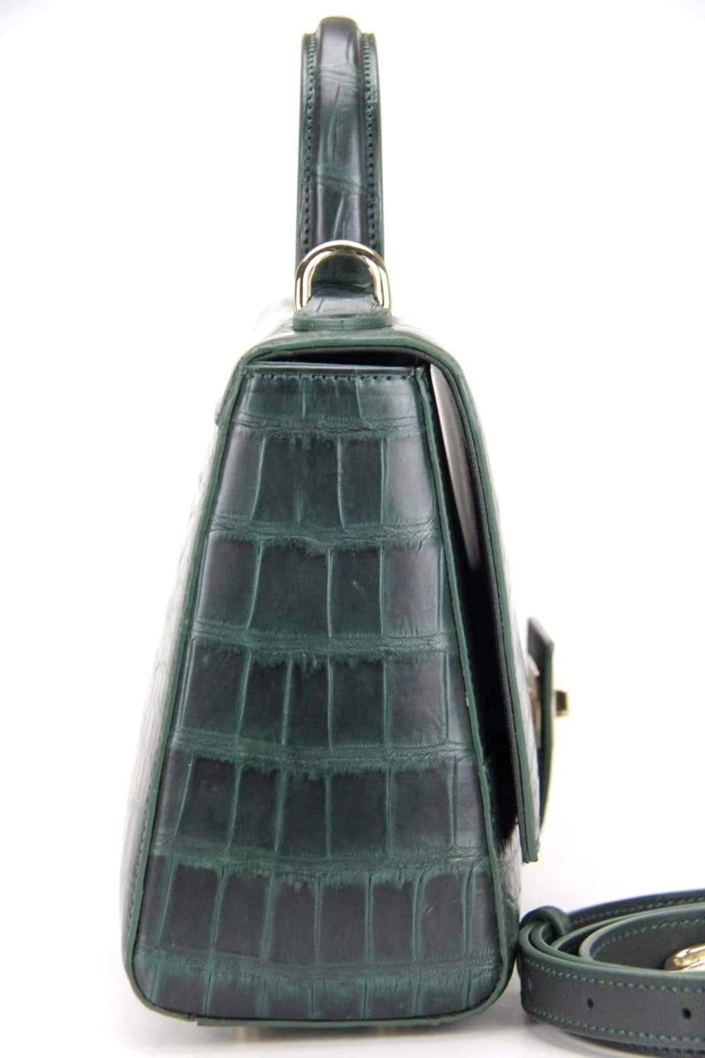 Genuine Crocodile Leather Medium Top Handle Cross Body Shoulder Bag