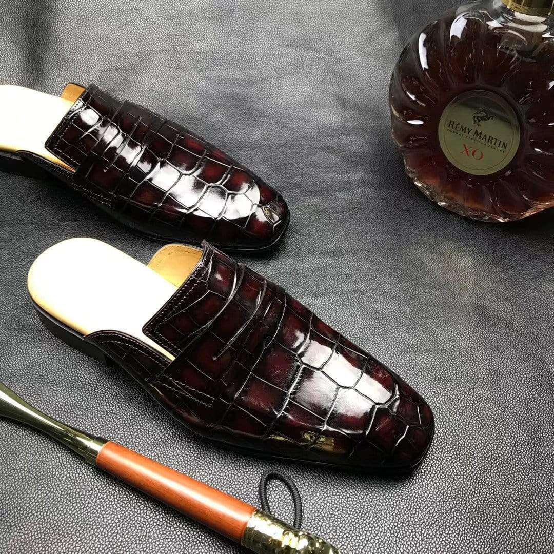 Crocodile Shoes Genuine Crocodile Leather Penny Casual Loafers Slip-On Slippers