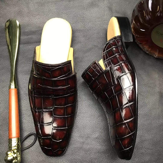 Crocodile Shoes Genuine Crocodile Leather Penny Casual Loafers Slip-On Slippers