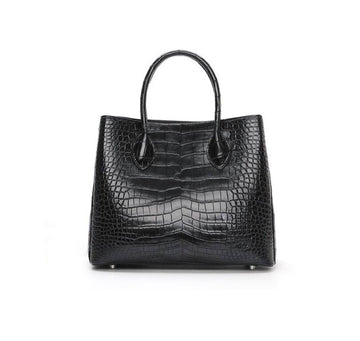 Genuine Crocodile Leather Top Handle Satchel Handbag Shoulder Bag Tote Purse Messenger Bags 33cm Black