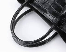Genuine Crocodile Leather Top Handle Satchel Handbag Shoulder Bag Tote Purse Messenger Bags 33cm Black