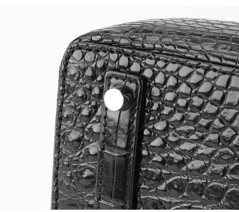 Genuine Crocodile Leather Top Handle Satchel Handbag Shoulder Bag Tote Purse Messenger Bags 33cm Black