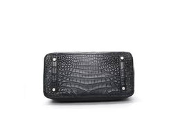 Genuine Crocodile Leather Top Handle Satchel Handbag Shoulder Bag Tote Purse Messenger Bags 33cm Black