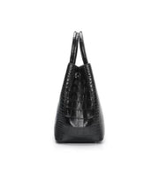 Genuine Crocodile Leather Top Handle Satchel Handbag Shoulder Bag Tote Purse Messenger Bags 33cm Black