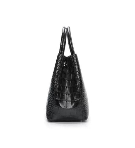 Genuine Crocodile Leather Top Handle Satchel Handbag Shoulder Bag Tote Purse Messenger Bags 33cm Black