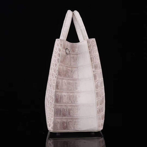 Genuine Crocodile Leather Womens Tote Shoulder Bag Himalaya White 35cm