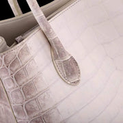 Genuine Crocodile Leather Womens Tote Shoulder Bag Himalaya White 35cm