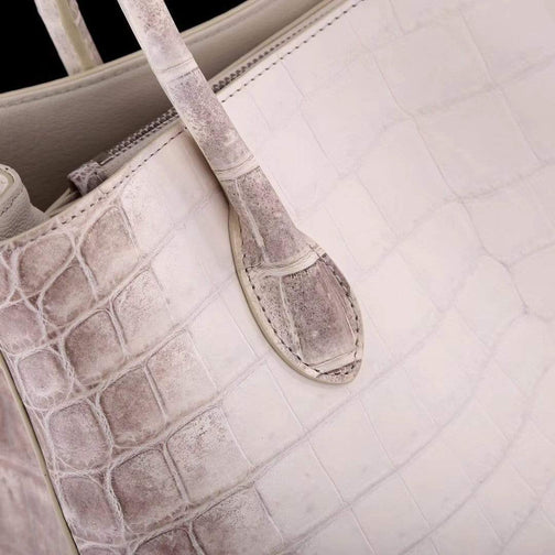 Genuine Crocodile Leather Womens Tote Shoulder Bag Himalaya White 35cm