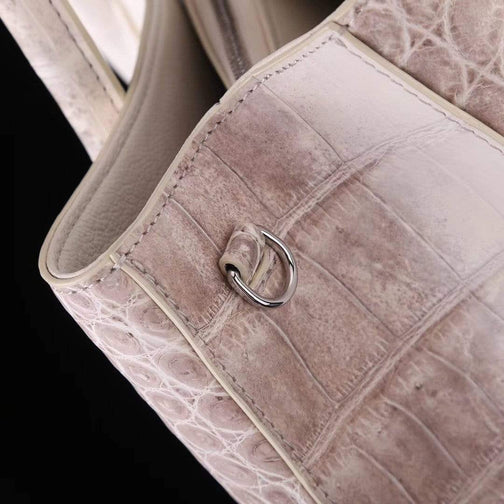 Genuine Crocodile Leather Womens Tote Shoulder Bag Himalaya White 35cm