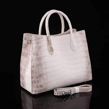 Genuine Crocodile Leather Womens Tote Shoulder Bag Himalaya White 35cm