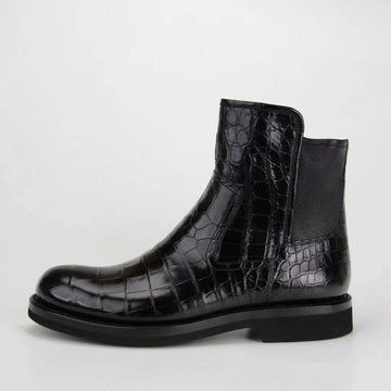 Crocodile Shoes Genuine Crocodile Skin Leather Chelsea Ankle Boots