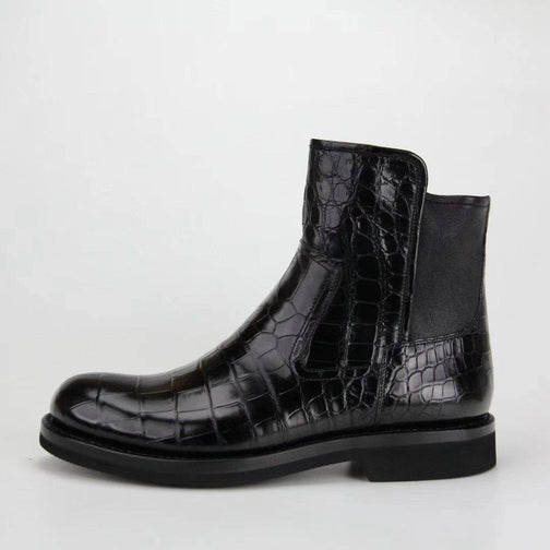 Crocodile Shoes Genuine Crocodile Skin Leather Chelsea Ankle Boots