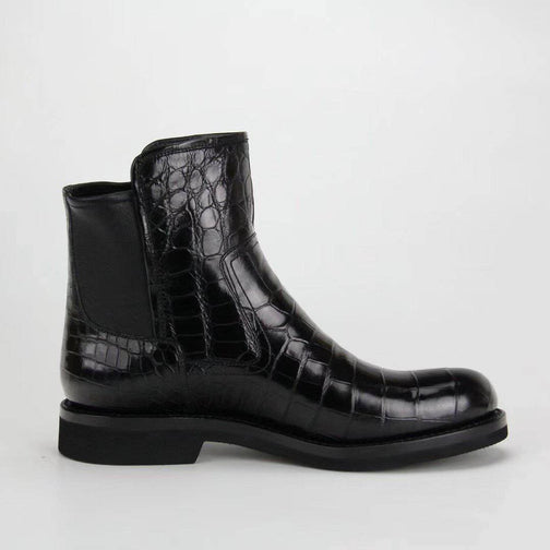 Crocodile Shoes Genuine Crocodile Skin Leather Chelsea Ankle Boots