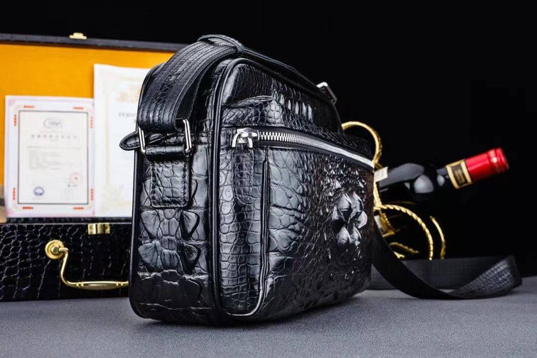 Genuine Crocodile Skin Leather Cross Body Shoulder Bag