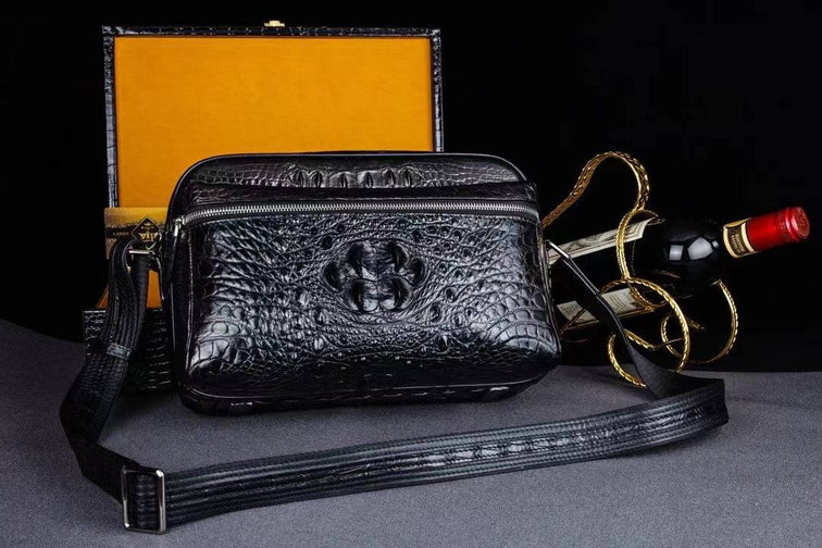 Genuine Crocodile Skin Leather Cross Body Shoulder Bag