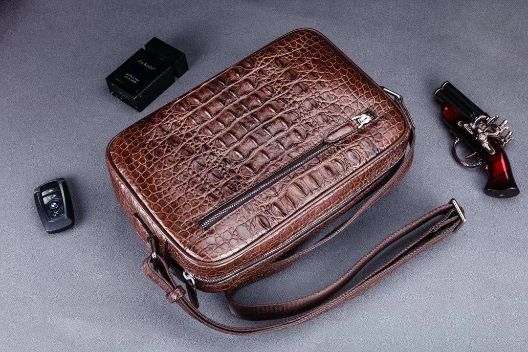 Genuine Crocodile Skin Leather Cross Body Shoulder Bag