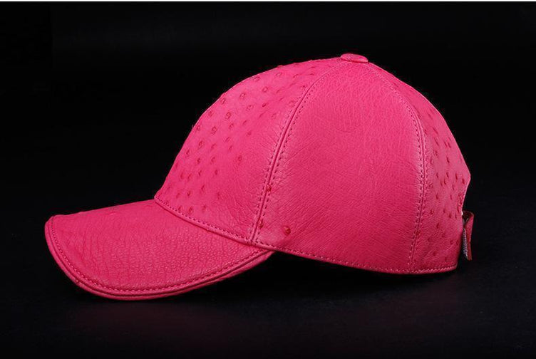 Genuine Ostrich Leather Strap back Baseball Cap Peach