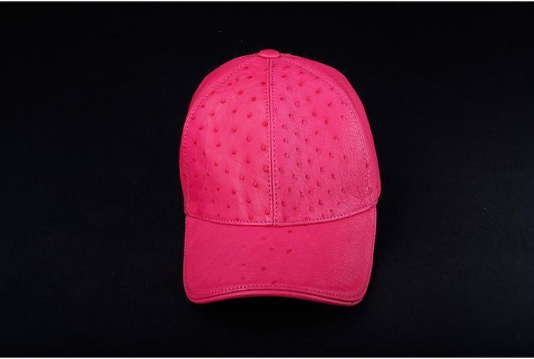 Genuine Ostrich Leather Strap back Baseball Cap Peach