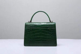 Genuine Crocodile Leather Top Handle Cross Body Bag Green