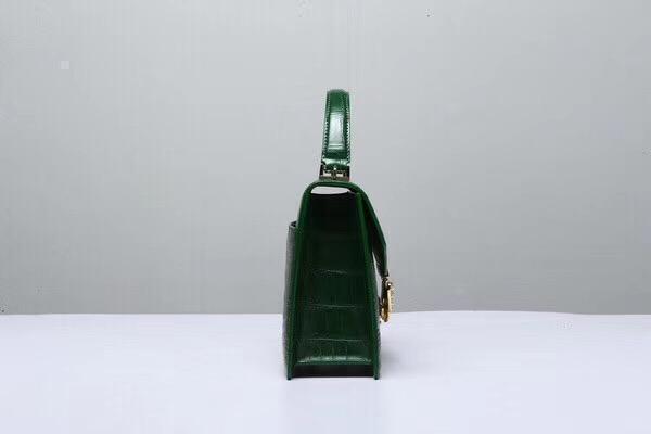 Genuine Crocodile Leather Top Handle Cross Body Bag Green