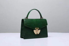 Genuine Crocodile Leather Top Handle Cross Body Bag Green