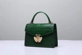 Genuine Crocodile Leather Top Handle Cross Body Bag Green