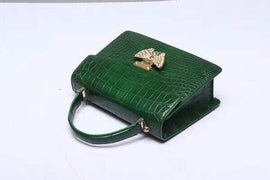 Genuine Crocodile Leather Top Handle Cross Body Bag Green