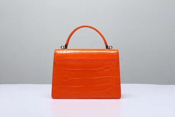 Genuine Crocodile Leather Top Handle Cross Body Bag Orange