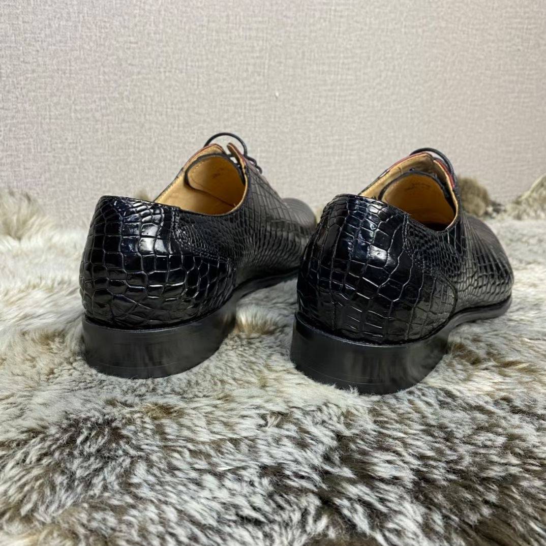 Preorder Crocodile Shoes Handmade Crocodile Leather Vintage Two Tone Classic Lace Up Leather Lined Shoes