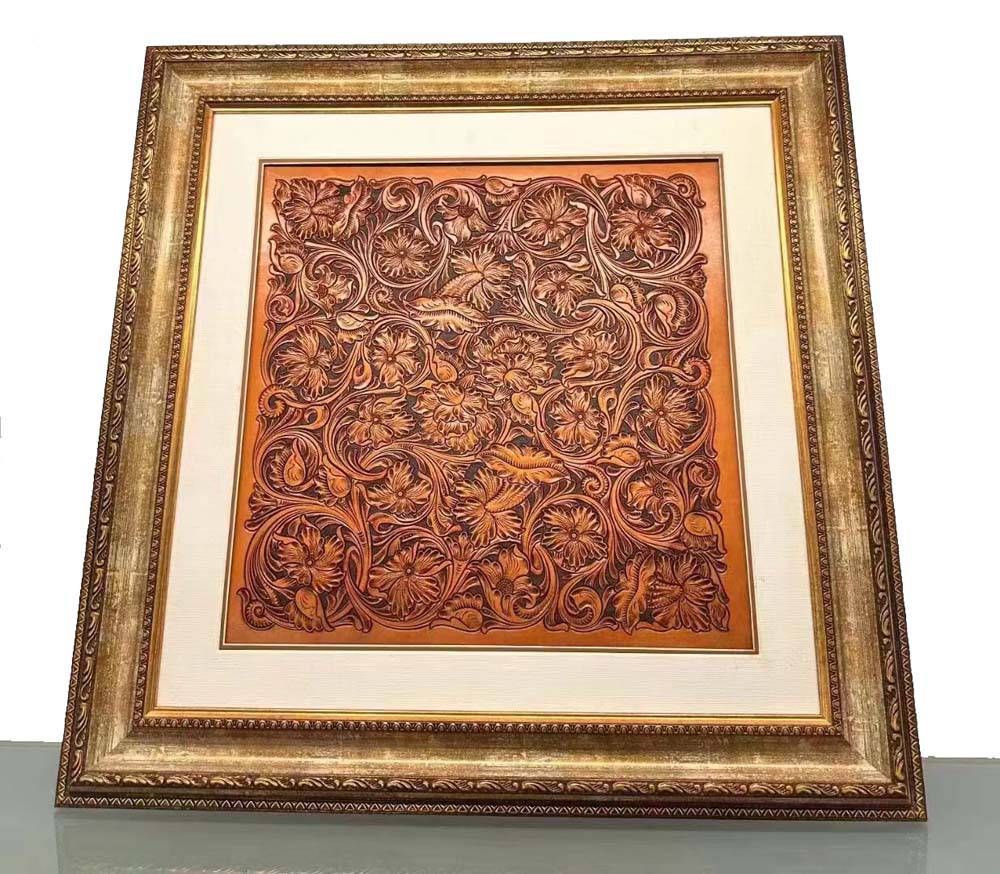 Handmade Customs Personalized Leather 3D Carving And Painting Photo Frame