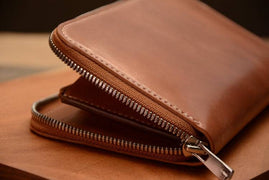 Handmade US Horween Shell Cordovan Leather Original Whisky Long Wallet Clutch Bag