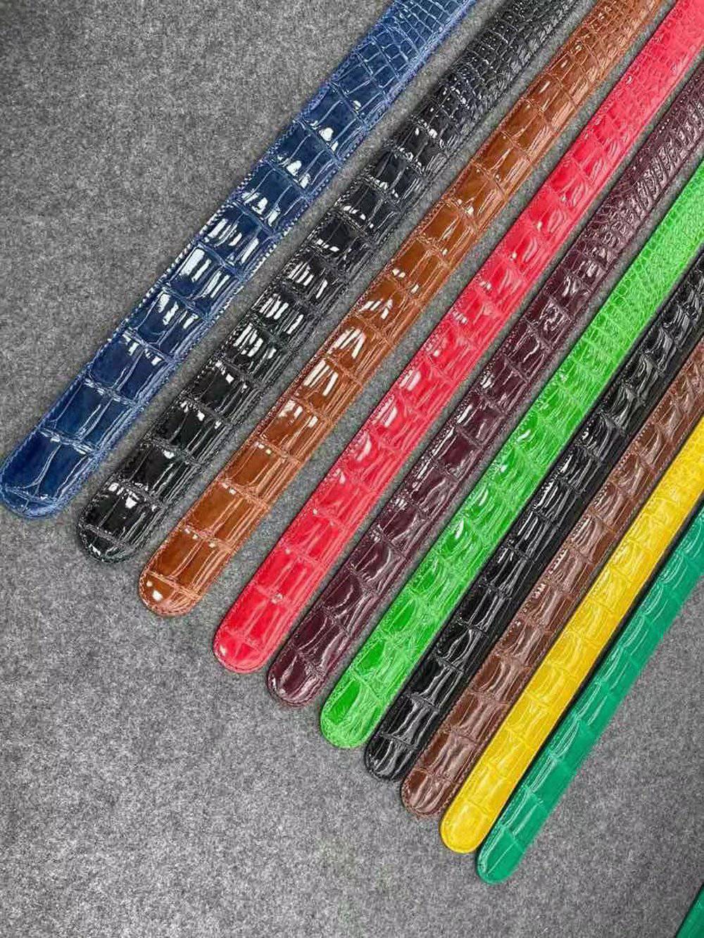 High Shiny Beaded Nile Crocodile Skin Leather Belt