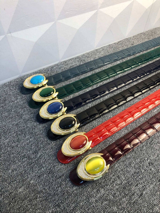 High Shiny Beaded Nile Crocodile Skin Leather Belt