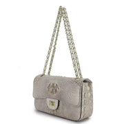 Himalaya White Crocodile Leather Flap Chain Shoulder Bag