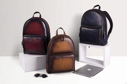 Large Vintage Smooth Cowhide Leather Backpack