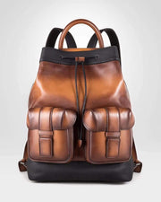 Large Vintage Smooth Cowhide Leather Backpack & Rucksack