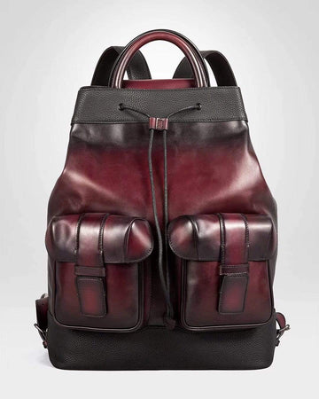 Large Vintage Smooth Cowhide Leather Backpack & Rucksack