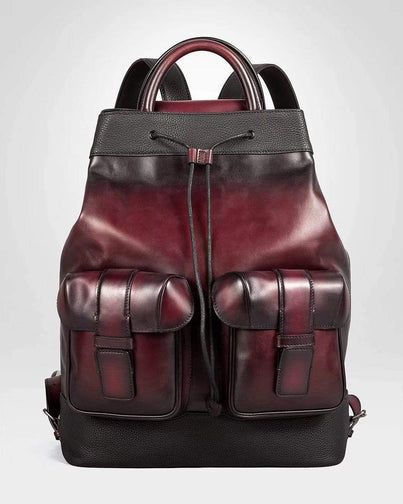 Large Vintage Smooth Cowhide Leather Backpack & Rucksack