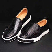 Crocodile Shoes Men Crocodile Leather Driving Shoes Slip on Platform Loafers Working Shoes