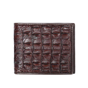 Men Bifold Leather Wallet- Genuine Crocodile Leather Back Bone Leather