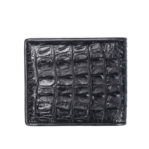 Men Bifold Leather Wallet- Genuine Crocodile Leather Back Bone Leather