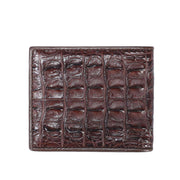 Men Bifold Leather Wallet- Genuine Crocodile Leather Back Bone Leather