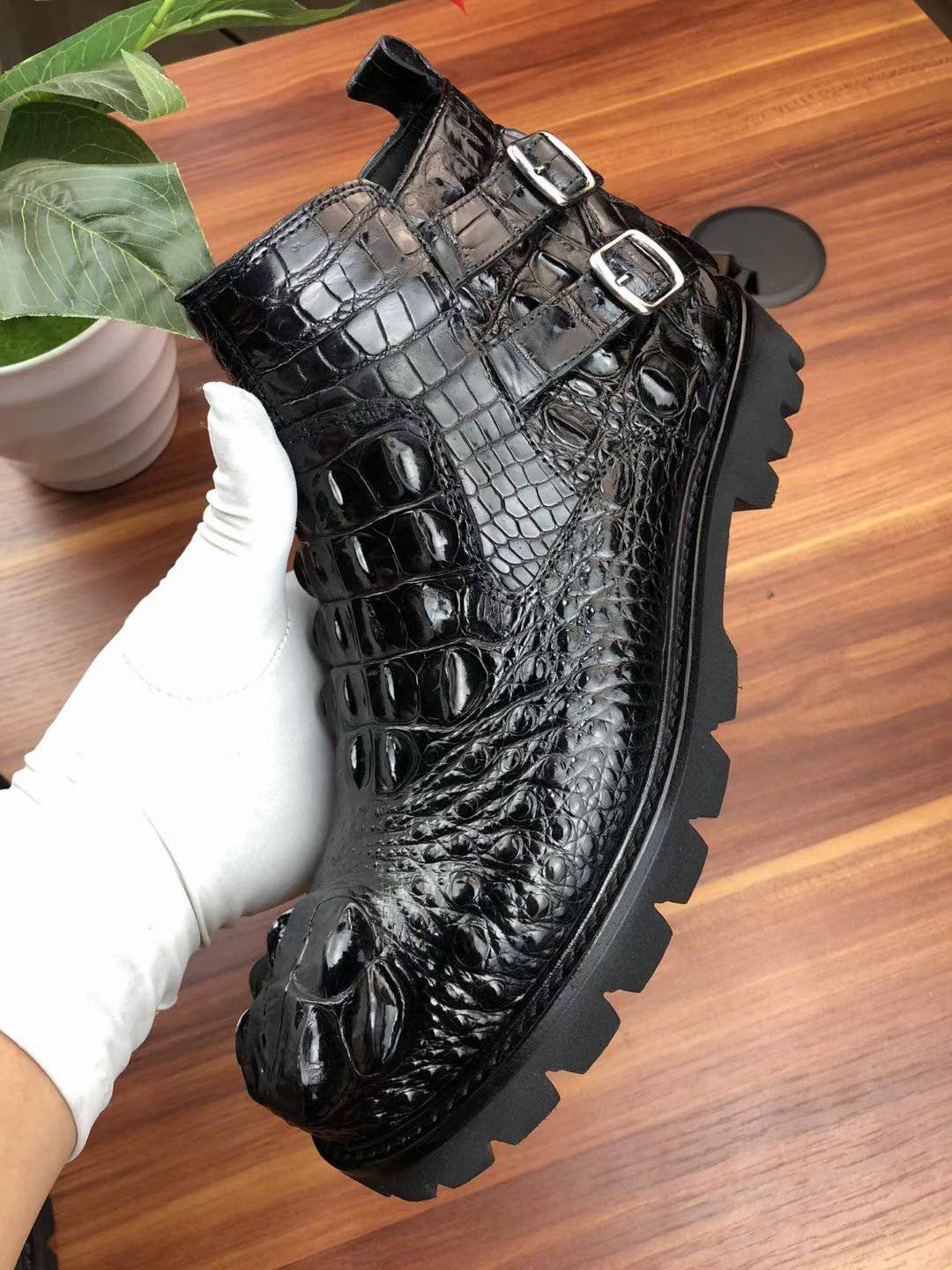 Crocodile Shoes Men's Boots Genuine Crocodile Leather Comfort Dress Boots Male British Chelsea Boots Mens Winter Business Boots