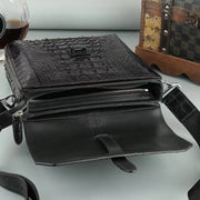 Men's Genuine Crocodile Leather Flap Cross Body Shoulder Bag