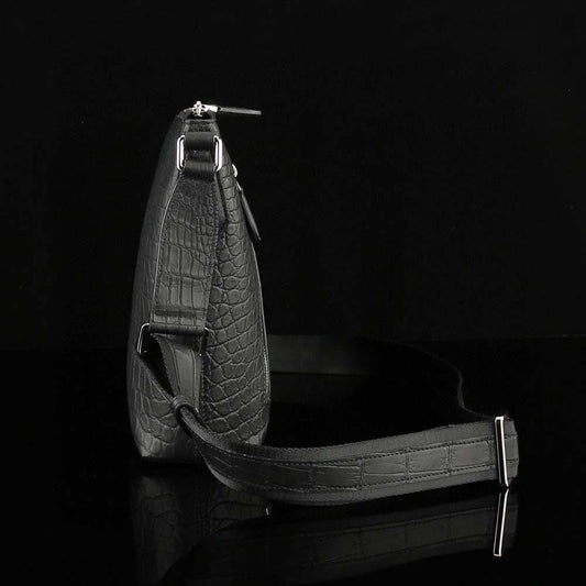 Men's Matt Genuine Crocodile Leather Cross Body Messenger Bag