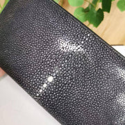 Men'sPearl Stingray Leather Zip Wallet , Oversize Large Capacity Mens Bi-Fold Wallets